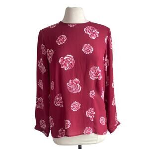 VINTAGE AUSTIN REED Button Back Blouse Womens Sz 6 Pink Floral Coquette